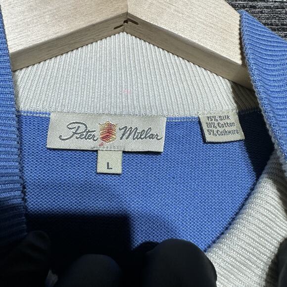 Peter Millar Vest Men's Large Blue Full Zip Vintage Silk Cashmere - Picture 3 of 12